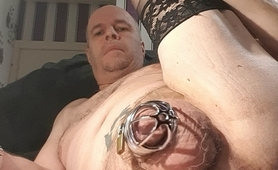 Sissy wearing clitty cage......