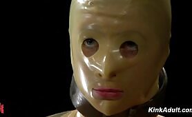 BDSM latex bondage and flogging