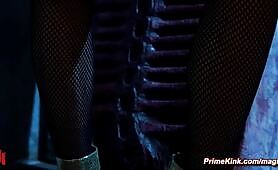 Mistress flogs and pegs bound slave