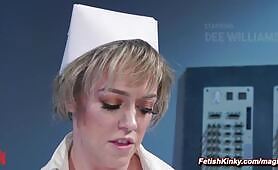 Strapped man cock tortured by nurse